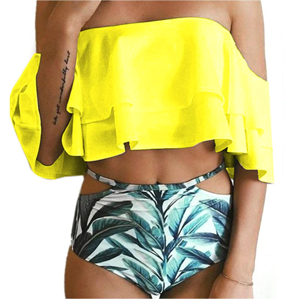 Женский цветочный принт тонкий купальный летний комплект бикини для путешествий