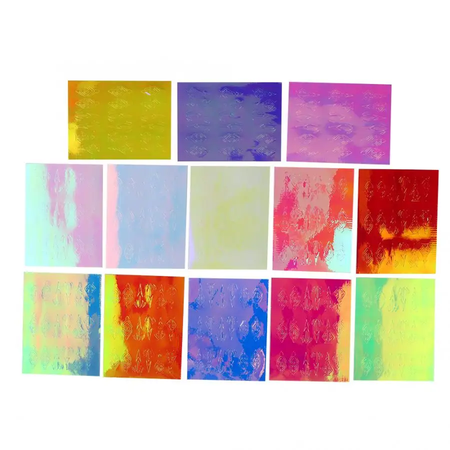 Фольга для ногтей 13 шт. ярких цветов Тотем геометрические узоры переводки