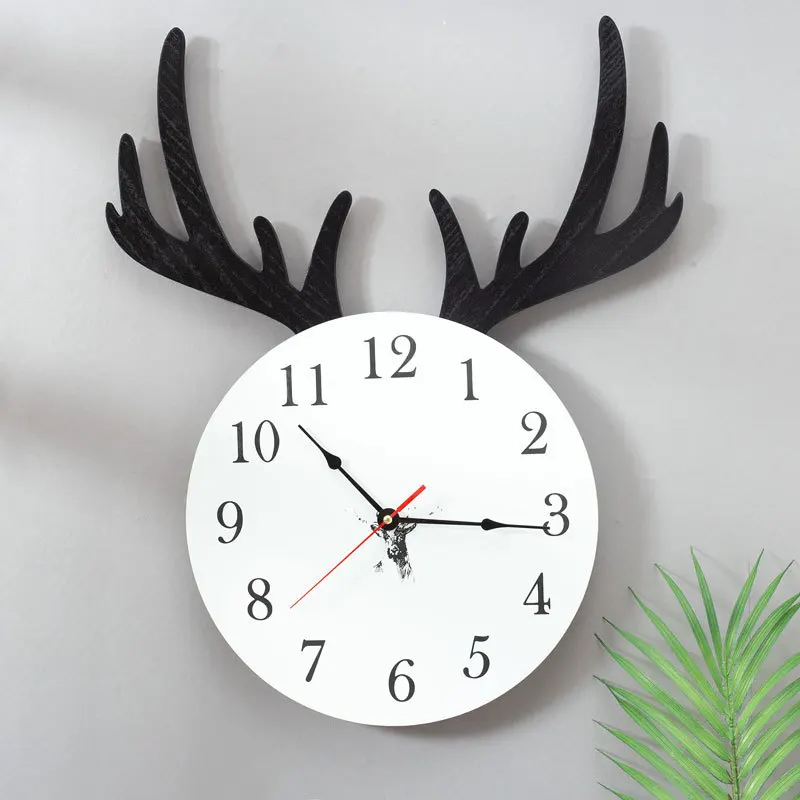 Chic deer Wall Clock Modern Style Wooden Cardboard Round for Home Decor Living Room | Дом и сад