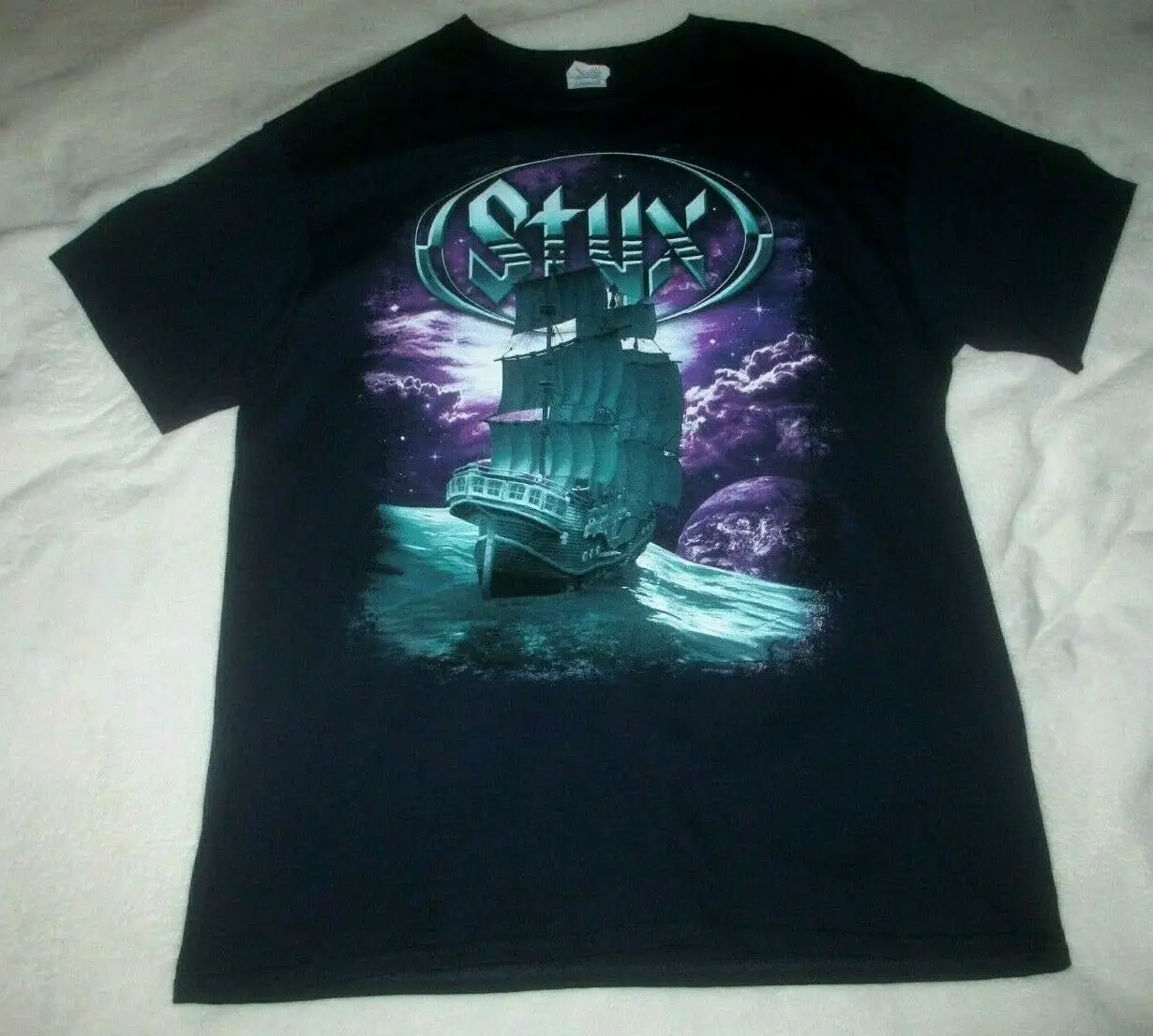 

Styx Come Sail Away World Tour Concert T-Shirt Men's Large Classic Rock Blue