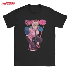 Hipster Chainsaw Man Power T-Shirt Men Round Neck 100% Cotton T Shirt Anime Manga Short Sleeve Tees 4XL 5XL Clothes