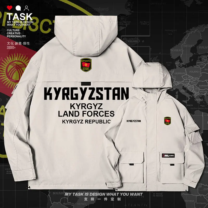 

Kyrgyzstan Kyrgyz KG KGZ men jacket hooded Land Force logo army fan chaquetas hombre trench coat men jackets clothes autumn