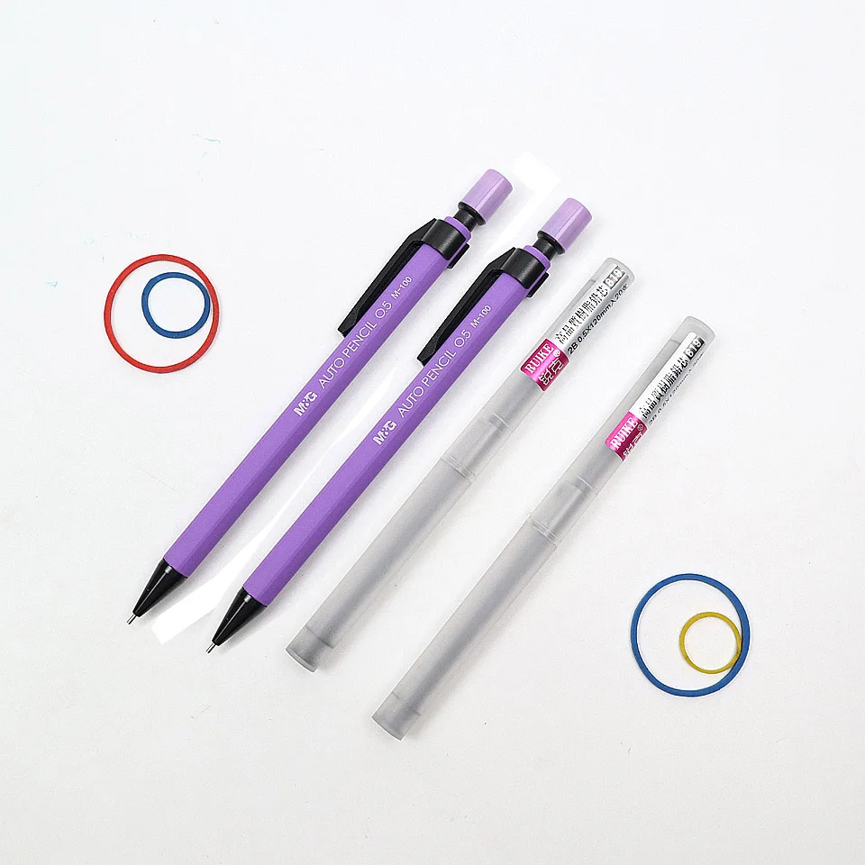 2 Purple-2 Refills M& G P100 автоматический карандаш 0,5 мм черные пластиковые механические карандаши 2B заправки для детей рисование школы канцелярские принадлежности - Цвет: 2 Purple-2 Refills