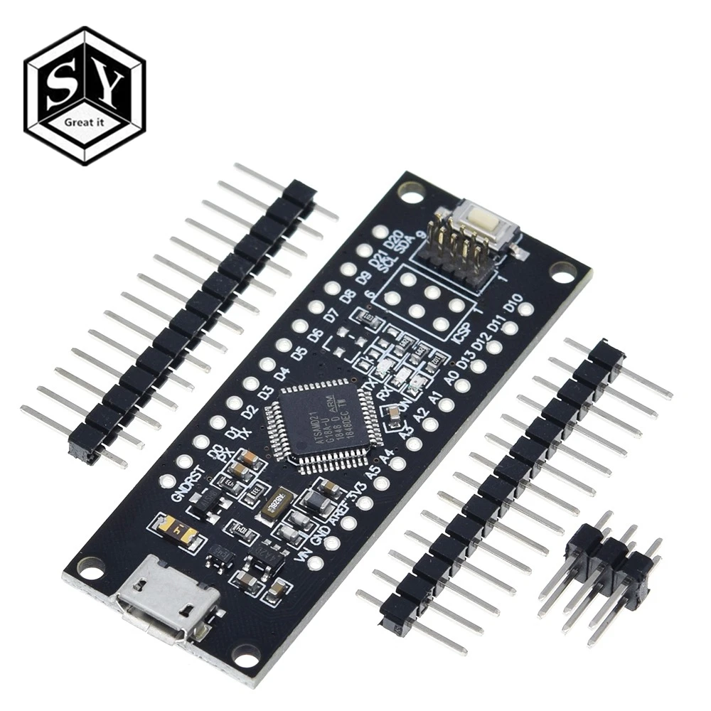 SAMD21 M0 Mini. 32 битный ARM Cortex core. Шпильки распаянные. Совместимость с Arduino Zero M0. Форма