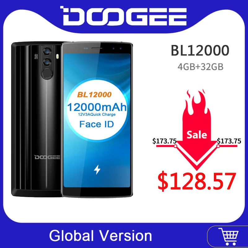 DOOGEE BL12000 mtk6750t Octa Core 6.0 ''18: 9 FHD+ 12000 мАч 4 ГБ Оперативная память 32 ГБ Встроенная память Quad Камера 16.0mp Android 7.0 смартфон