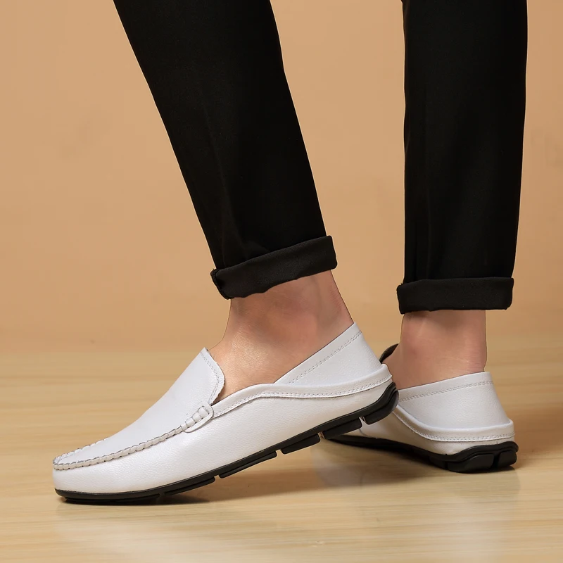 Men Casual Shoes Luxury Brand slip on Genuine Leather Mens Loafers Moccasins fashion Breathable Slip Driving men | Обувь
