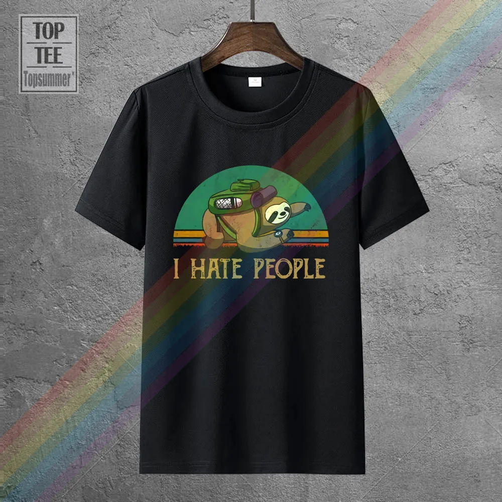 

Винтажная Мужская футболка Ленивец I Hate People, хлопок S 6Xl