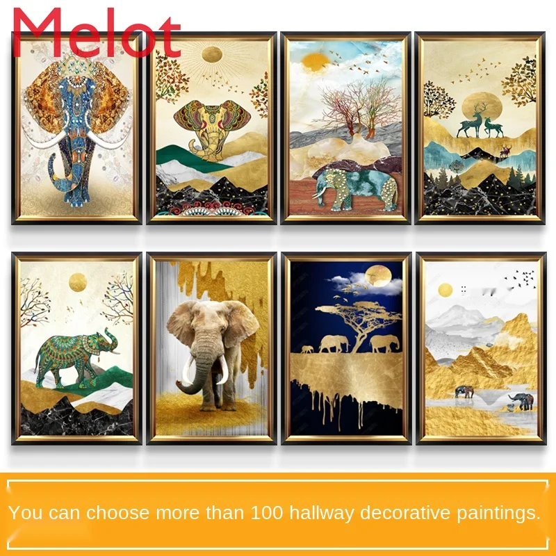 

Lucky Elephant Ruyi Entrance Painting Light Luxury Vertical Version Aisle Mural Living Room Wall Painting