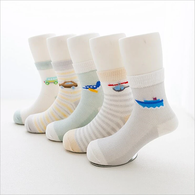 5 пары/компл. детские носки летние хлопковые бесшовные для мальчиков вязаные