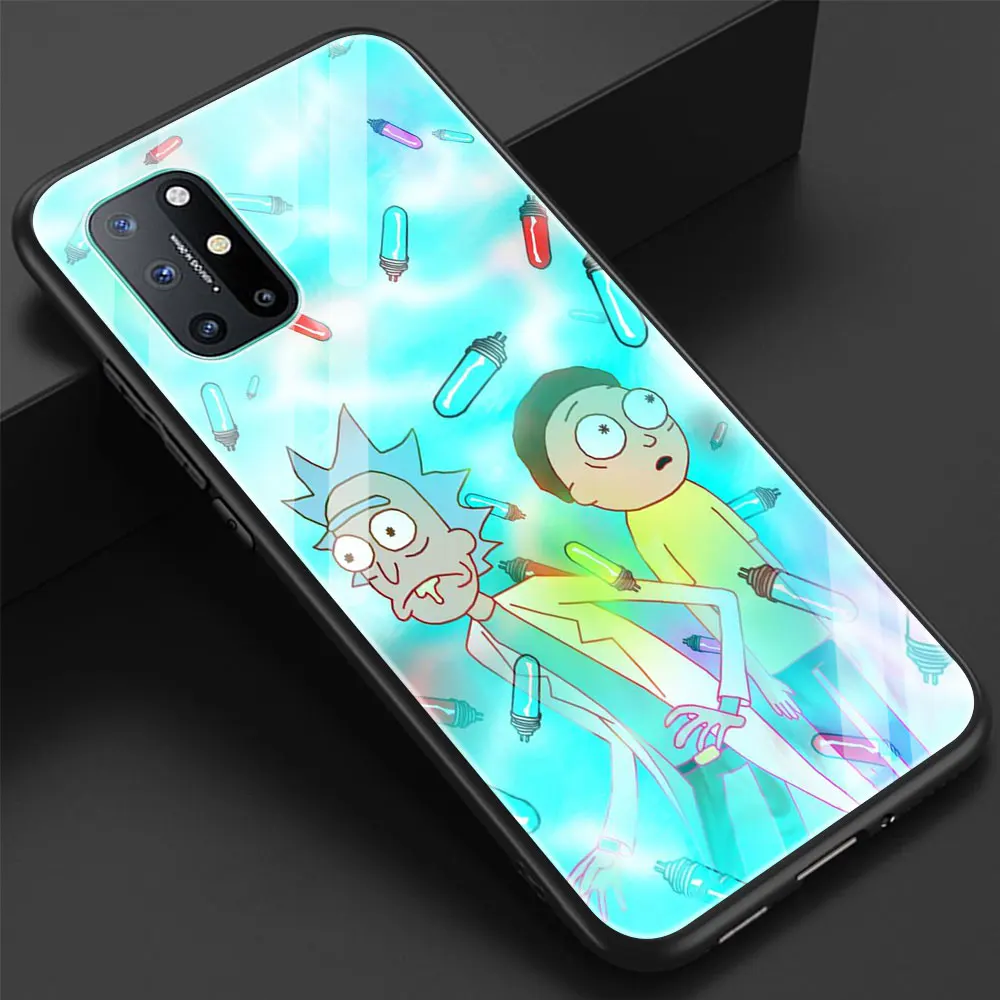 

Soft Edge Cover Coque for Oneplus 9 PRO 9R 7 7T Pro 8 8T Pro Nord 5G Luxury Glass Phone Case Shell Cartoon R Cute M