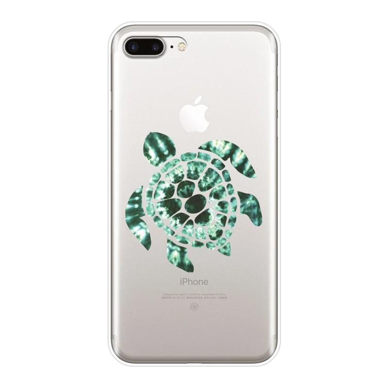 Силиконовый чехол для телефона iPhone X XR XS MAX 8 7 6 S зеленый синий Черепаха Животное