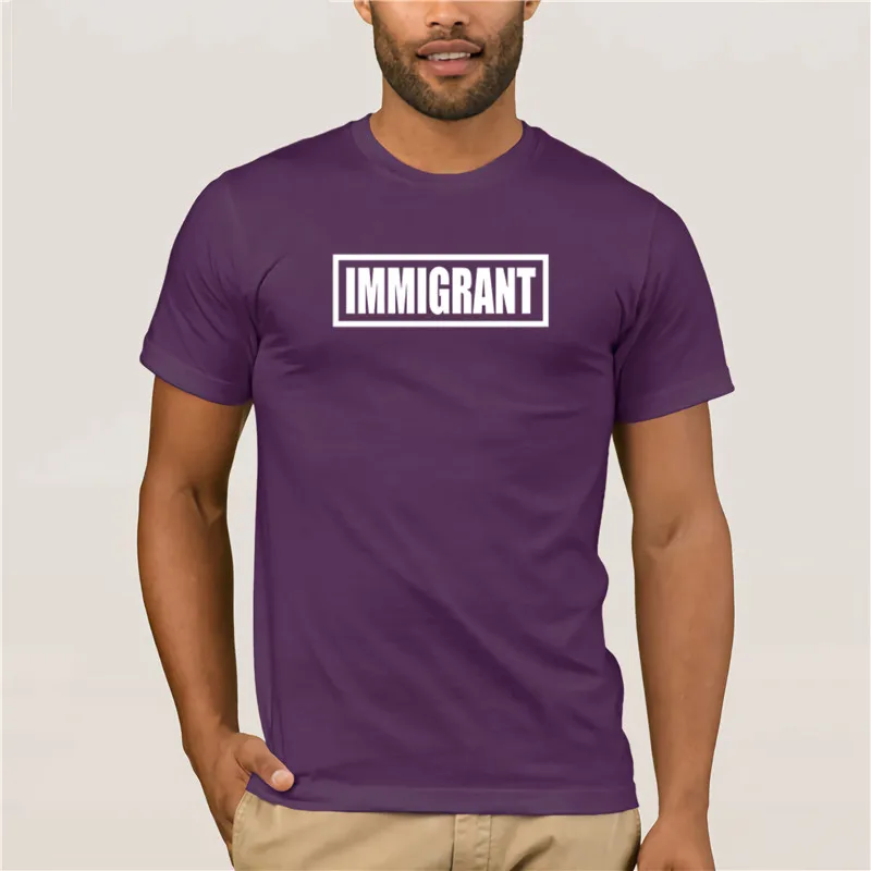 

Fashion T Shirt 100% Cotton Hot Immigrant Men Custom Black T shirt Hipster Men Printing Short Sleeve T Shirt trend