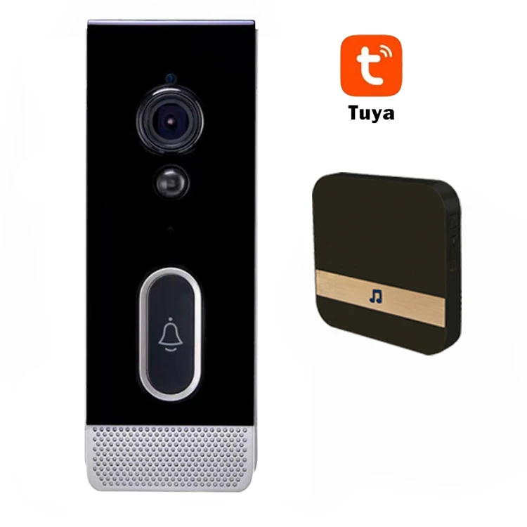 2MP 1080P Tuya Battery  WIFI Doorbell Hands-free Wireless Video Door Phone Intercom HD Visual Doorbell Wire-Free Peephole Viewer