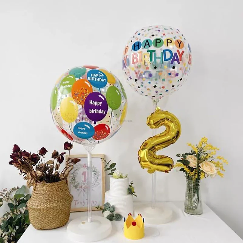 

22 Inch Transparent Balloon 4D Birthday Letter Printing Bobo Ball Happy Birthday Decoration Balloon Baby Shower
