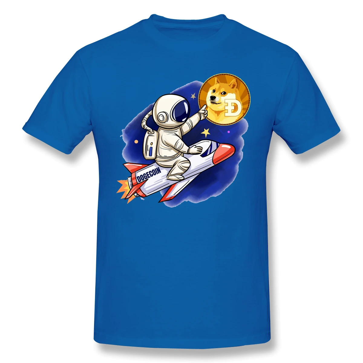 

Fly To Moon Print Cotton T-Shirt Bitcoin For Men Fashion Streetwear