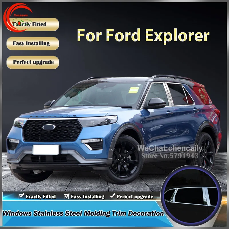 

Stainless Steel Car Door Window Frame Sill Molding Trim For Ford Exploror 2013-2020 Car Decoration