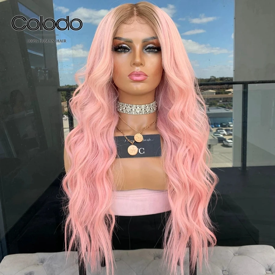 Женский парик из 150% розовых человеческих волос без клея|Парик натуральных на