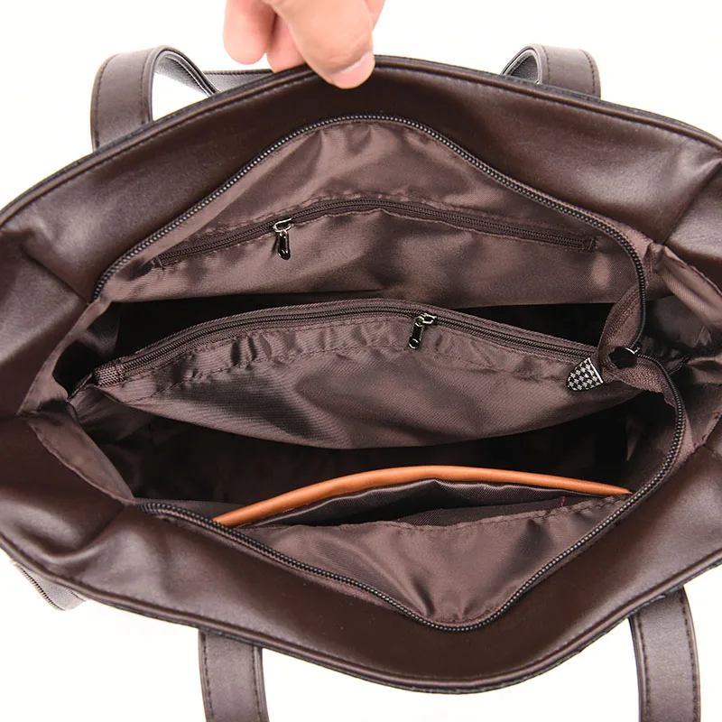 

Double Pocket Vintage Leather luxury handbags women bags designer famous brand women bags Large Capacity Tote Bags for women sac