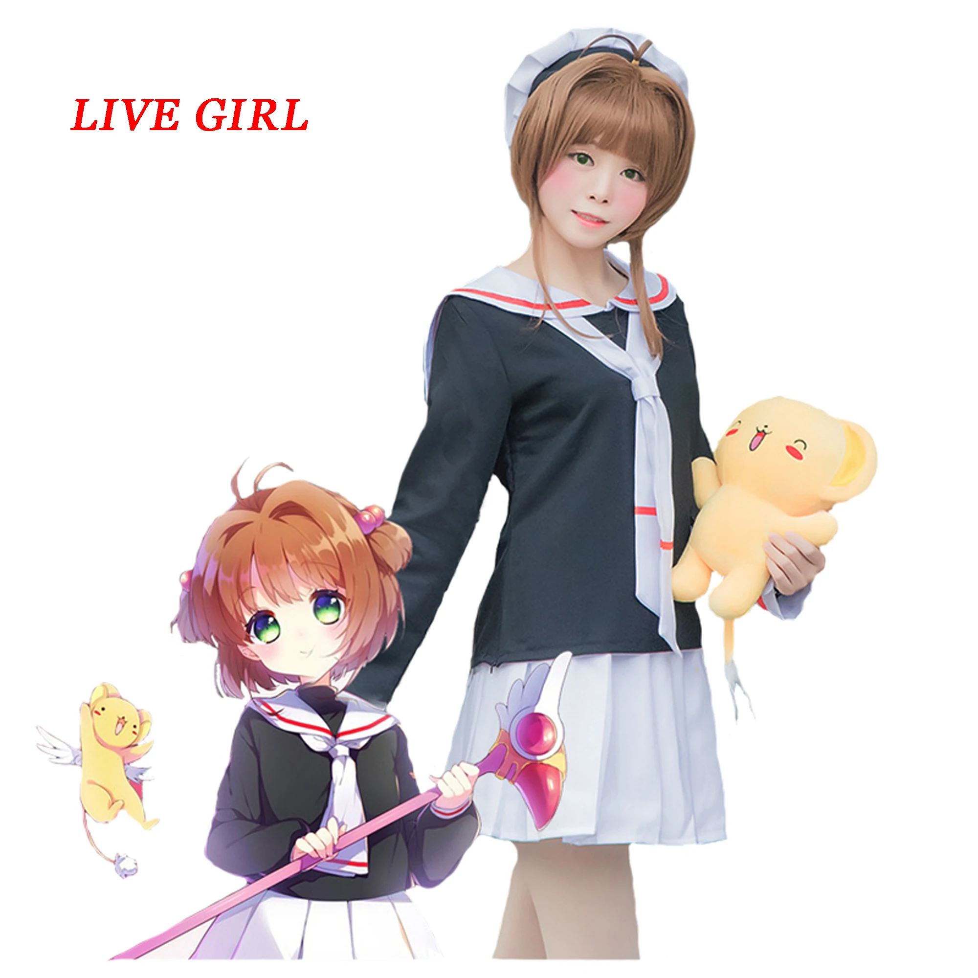 Новая школьная форма школьницы моряка Сакура кардкаптора Косплей Костюм с