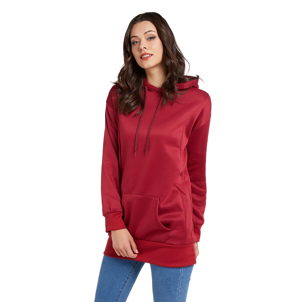 Женская толстовка с капюшоном FADZECO однотонная Повседневная Толстовка Осень-зима