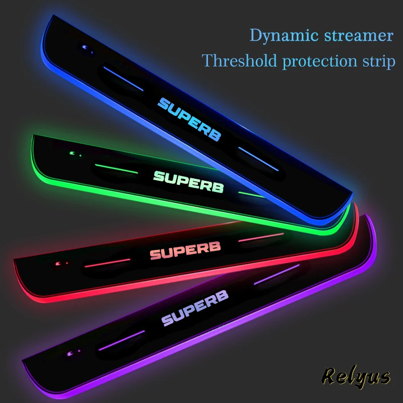 

Luminous Car Logo Moving LED Welcome Pedal Car Scuff Plate Pedal Door Sill Pathway Light For Skoda Superb 3 Estate 3V3 3V5 3T5 2