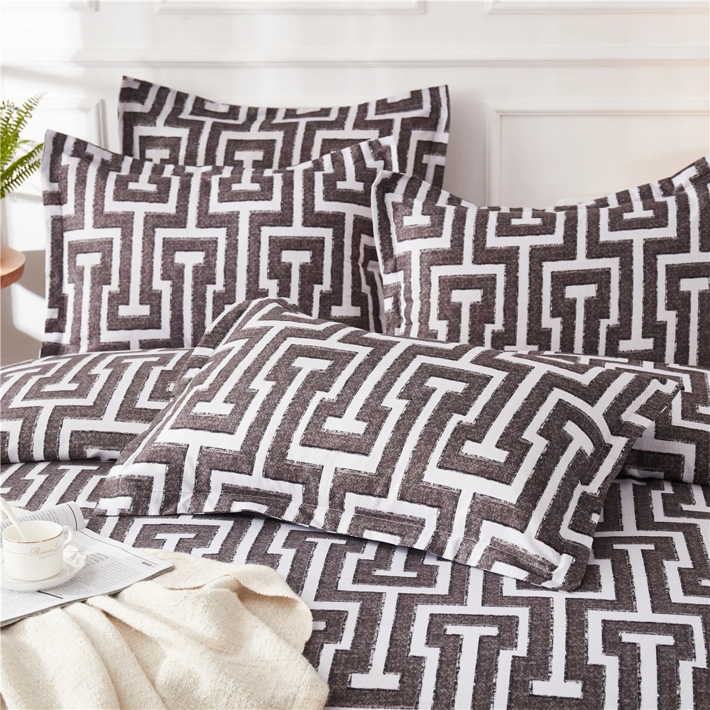 Geometric Pattern Bedding Set Duvet Cover King Queen Size Comforter Sets High Quality Bed Linen Gray Luxury Linings | Дом и сад