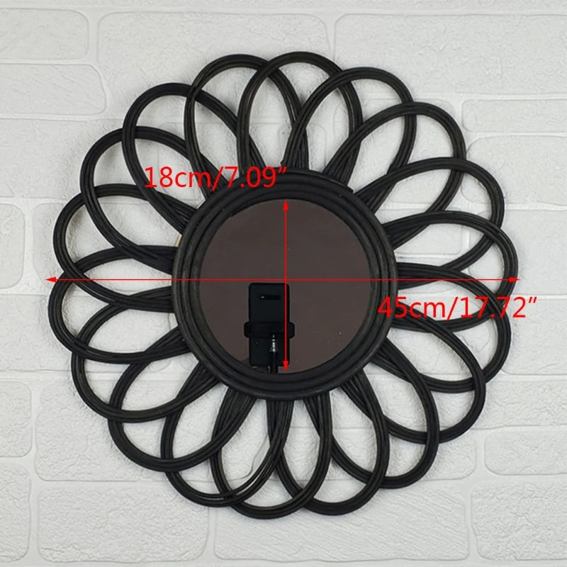 

45cm Rattan Dressing Mirror Innovative Art Decor Round Makeup Mirrors Bathroom Bedroom Wall Hanging Mirror Photo Props
