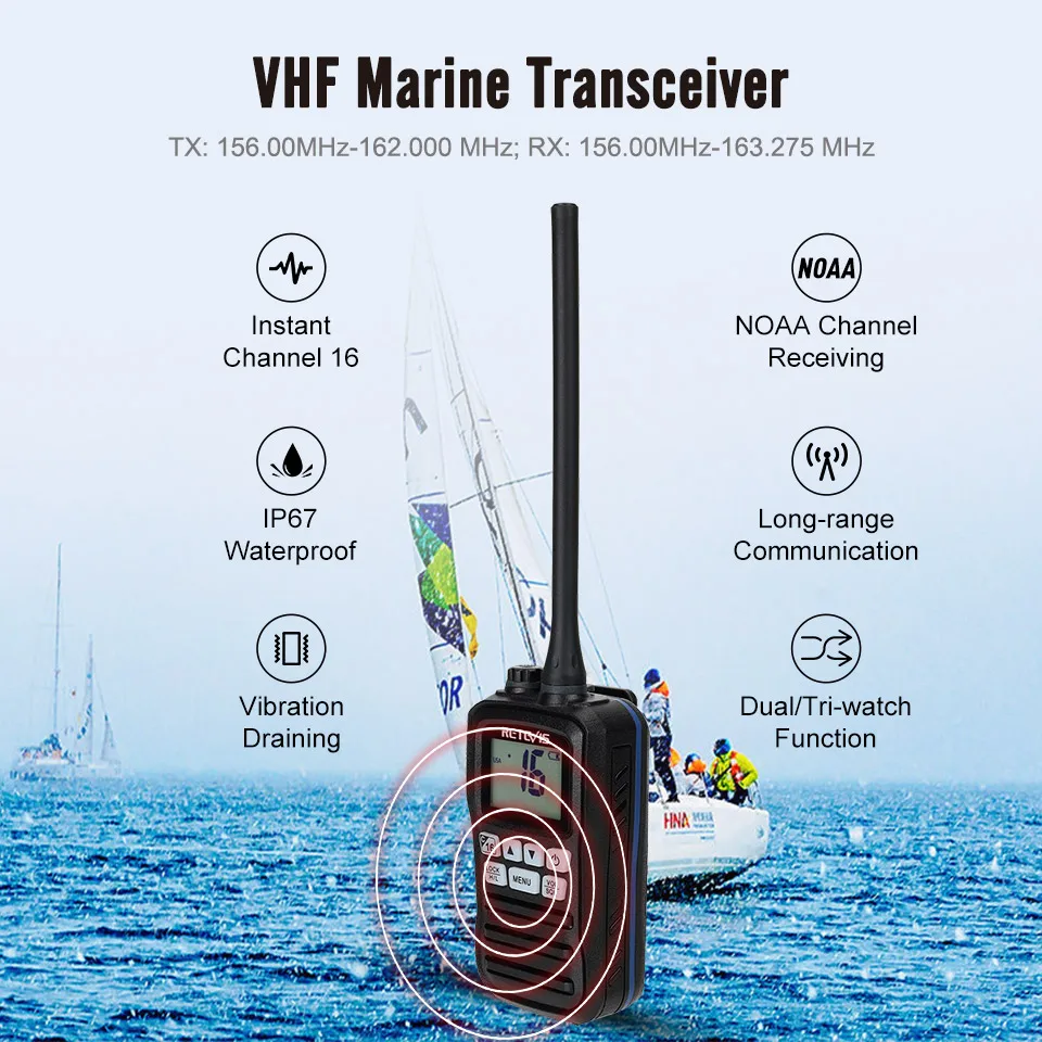 Retevis RM01 морская радиостанция диапазона VHF трансивер IP67 Водонепроницаемая
