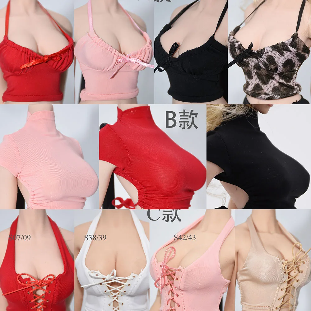 

Масштаб 1/6, женский аксессуар для фигуры, сексуальная суперстрейчевая плиссированная модель футболки с глубоким вырезом и перекрестными ля...