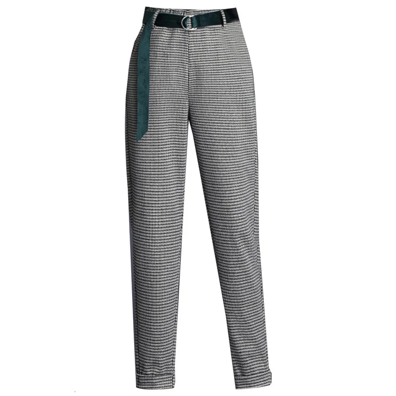 Штаны шаровары для женщин 2021 Новый осень зима теплая Винтажная обувь в клетку с