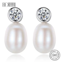 doteffil new luxury brand earrings natural freshwater pearl original 925 silver pearl earrings for women jewelry party gift