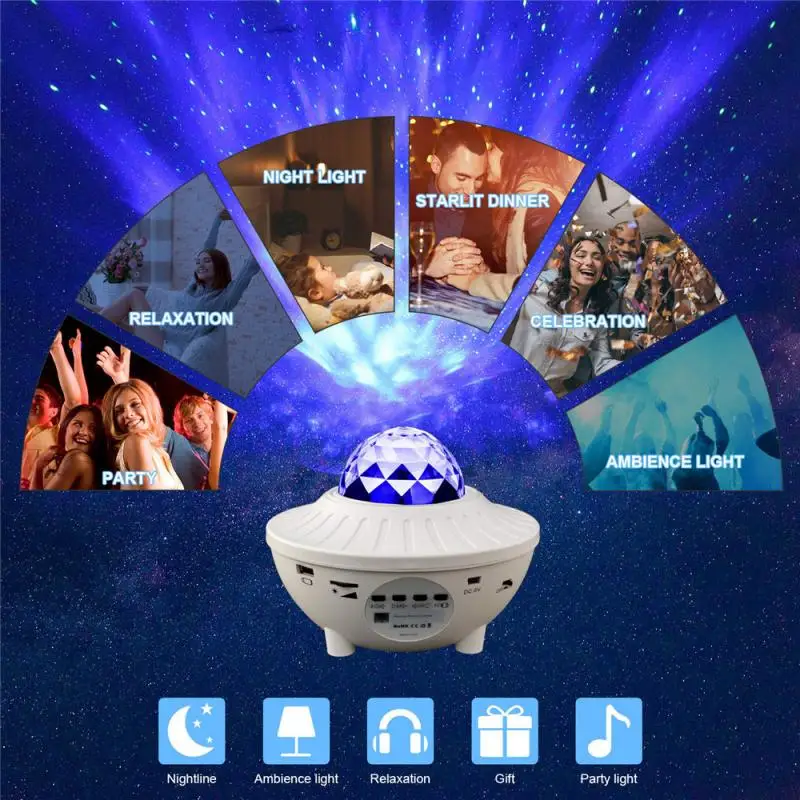 Звездный водяной знак Bluetooth музыкальный прожектор для сцены проекционный