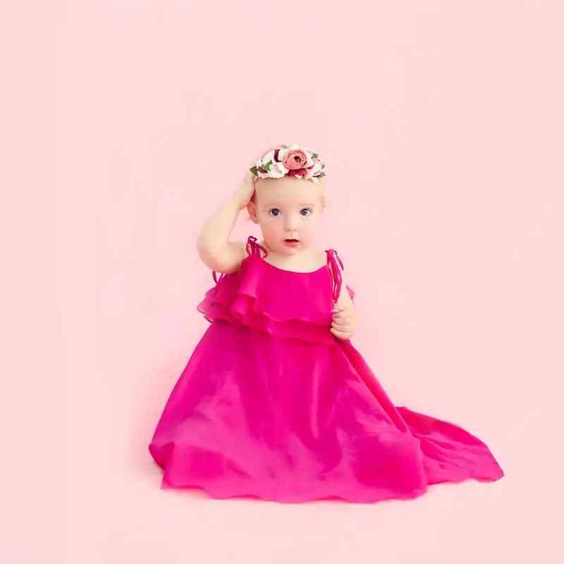 Шифоновое платье для мамы и дочки одежда без рукавов маленьких девочек длинные