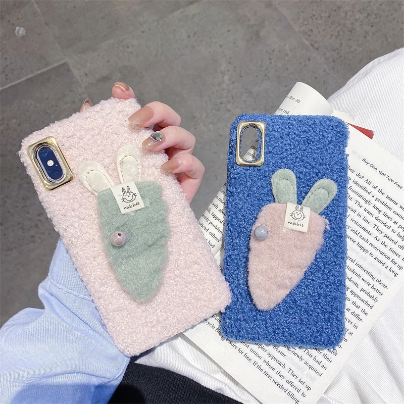 

Signalshin Plush 3D Carrot Felt Lamb Fluffy Phone Case For Huawei P20 P30 P40 Pro Mate 20 30 40 Pro Nova 5i 6Se 7 Pro 8 Pro