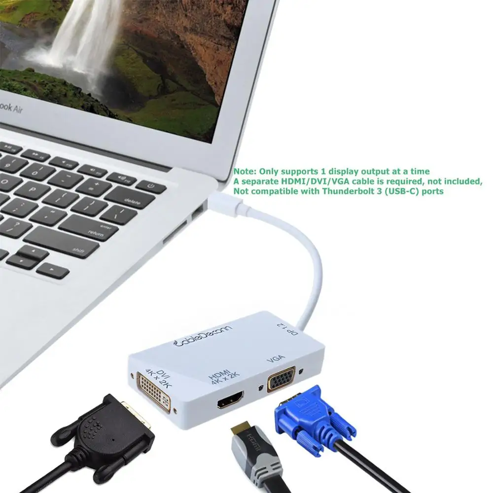 50 шт./лот CableDeconn 3-в-1 Mini DisplayPort 1 2 V to VGA HDMI DVI ТВ HD адаптер конвертер Full 4k X 2k Разрешение