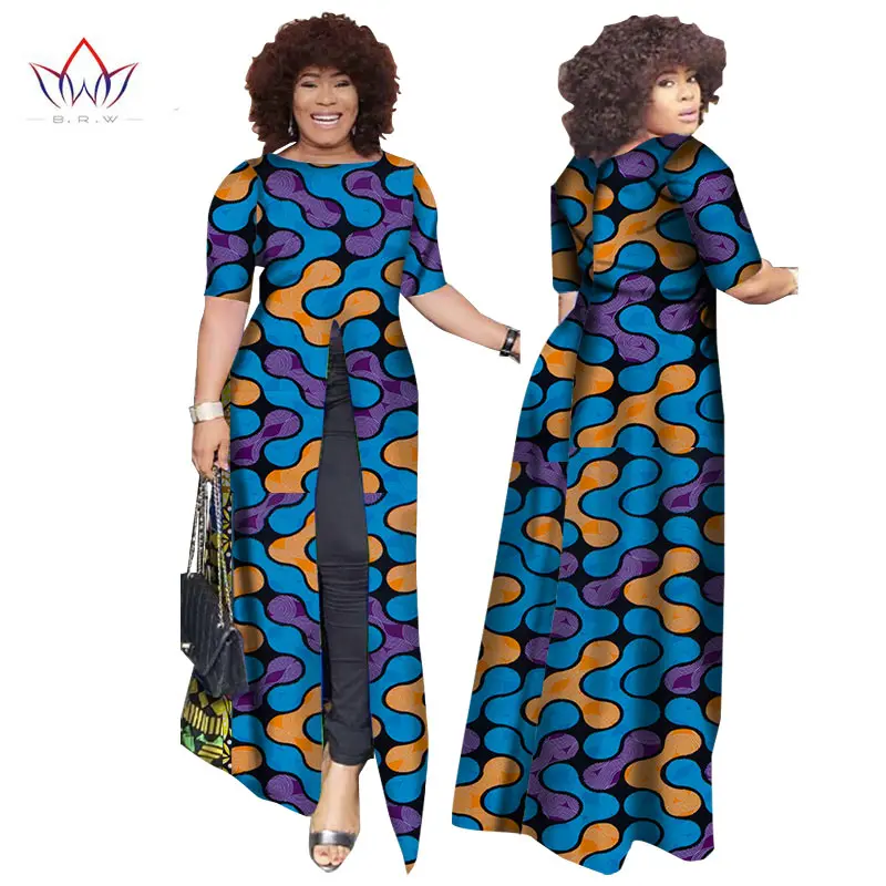 Африканский dashiki африканских платья повседневные Прямые сплит печати Африканский принт хлопок Одежда Сорочка африканского Femme brw WY852 - Цвет: 6
