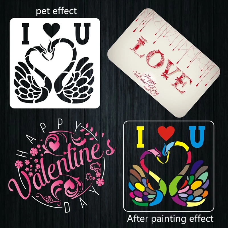 

16 Pack Valentine's Day Painting Drawing Stencils Templates Plastic DIY Crafts