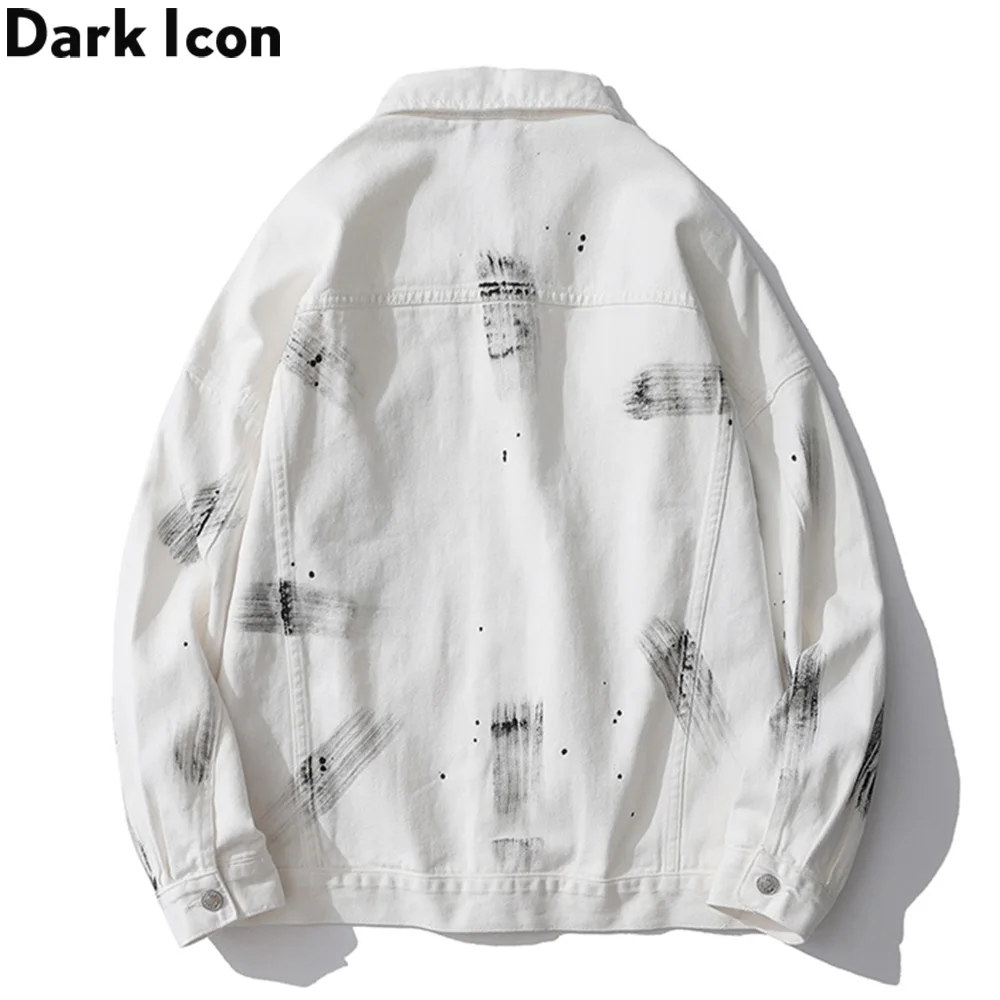 Джинсовые Куртки DARK ICON с ручной росписью мужская куртка отложным воротником