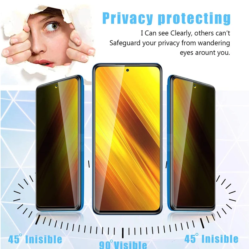 Poco x5 pro, cristal templado for poco x3 pro anti espias poko x4 gt screen protector anti spy little poco f3 f4 xiaomi x4 gt m4 pro poco m3 x4 pro 5g x5 privacy glass poco x5 5g