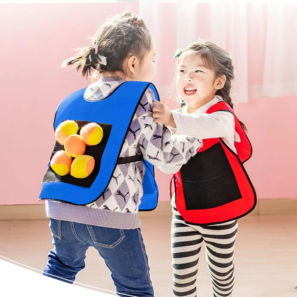 Creative Dodgeball Adhesive Ball Vest Stick Jersey Game Vests with 5 Balls Gym Sports Kids Cloth Kindergarten Outdoor |