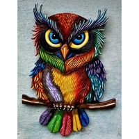 full squareround drill 5d diy diamond painting colourful owl 3d rhinestone embroidery cross stitch 5d home decor gift