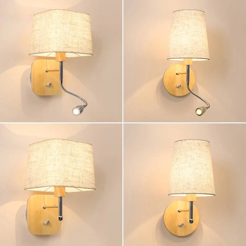 Настенный светильник IWHD в скандинавском стиле тканевый светодиодный для спальни