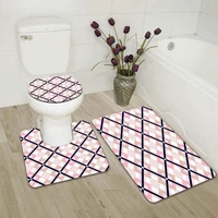classic lattice bath mat set non slip door mat bathroom cover toilet seat cushion bathroom carpet accessories three piece set