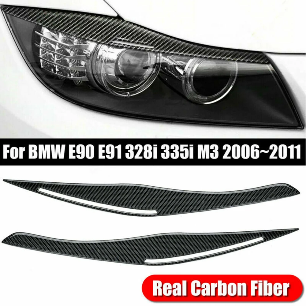 

For BMW E90/E91 328i 335i 2006-2011 Carbon Fiber Headlight Eyelid Eyebrow Cover