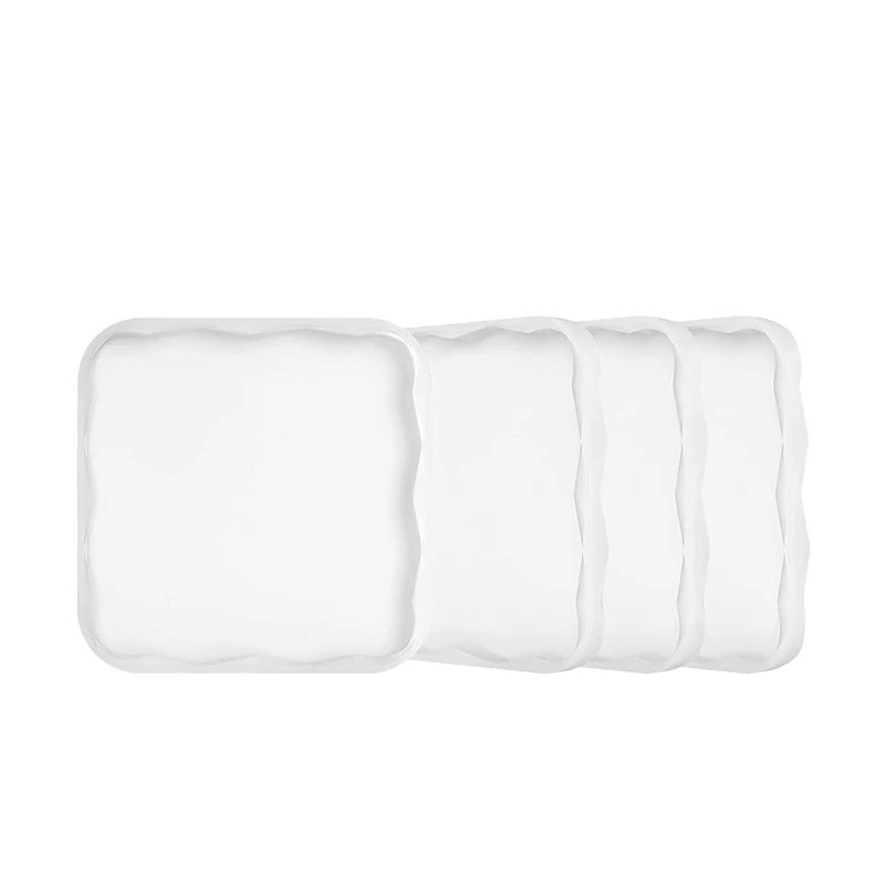 

4 Pack Coaster Resin Molds,Diamond Edge Square Coaster Molds for Resin Casting, Epoxy Resin Silicone Tray Mold