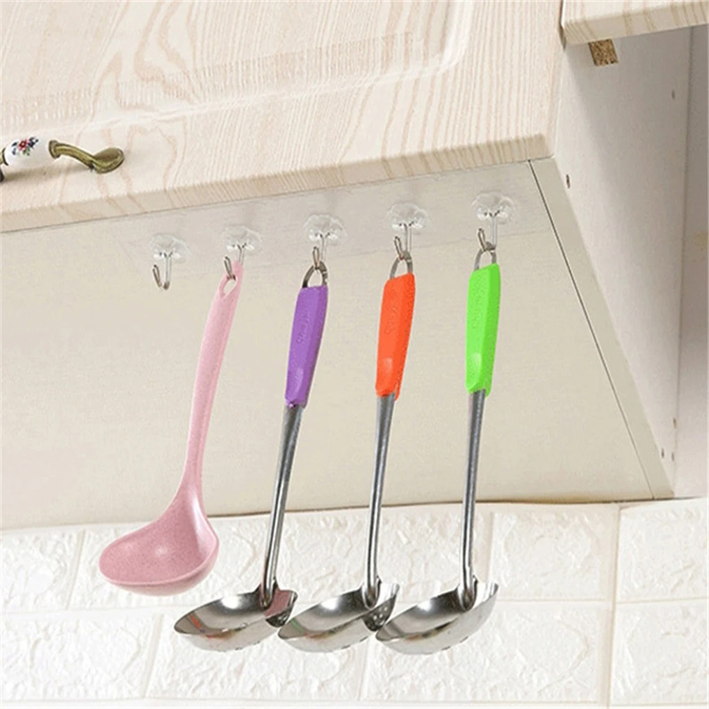 

10pcs Strong Sticky Hook Seamless Transparent Hook Bathroom Kitchen Wall Towel Rag Kitchen Utensils Free Punch Storage Hook