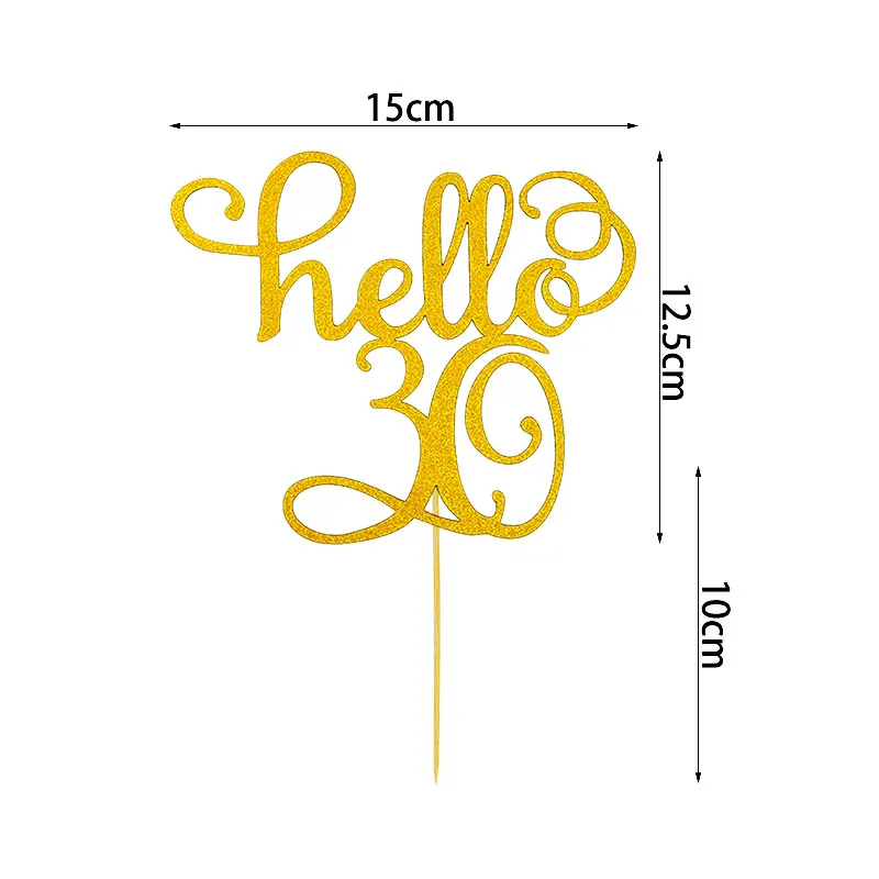 

3Pcs/lot Glitter Letter Hello 21 30 40 50 60 Cake Toppers For Anniversary Happy Birthday Party Decoration Supplies Lovely Gifts
