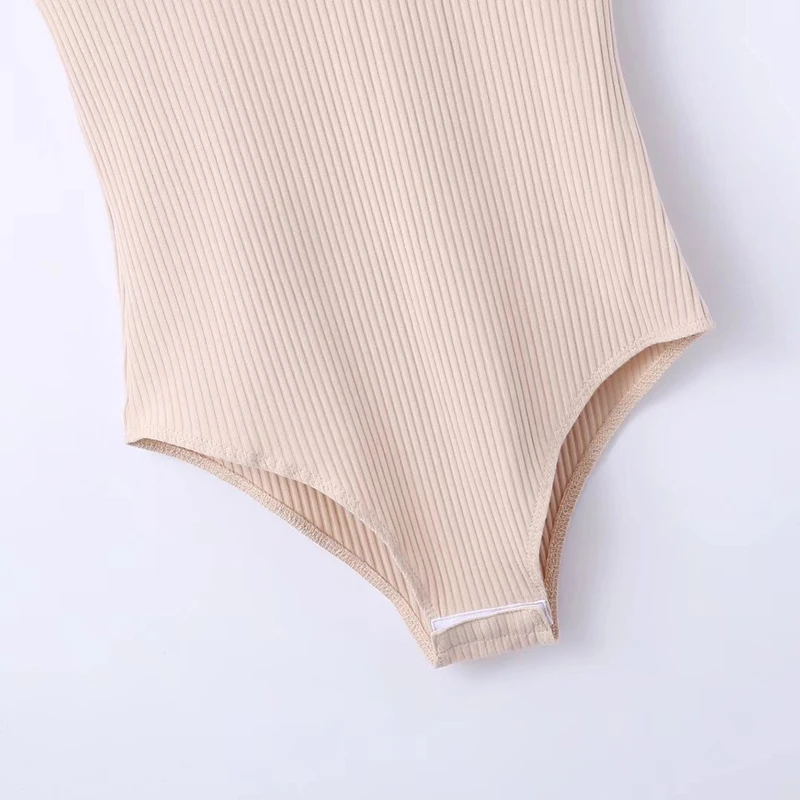 

New 2021 Women Sexy Sleeveless Solid Color Knit Bodysuits Female Chic V Neck Soft Blouse Brand Office Wear Playsuits Tops
