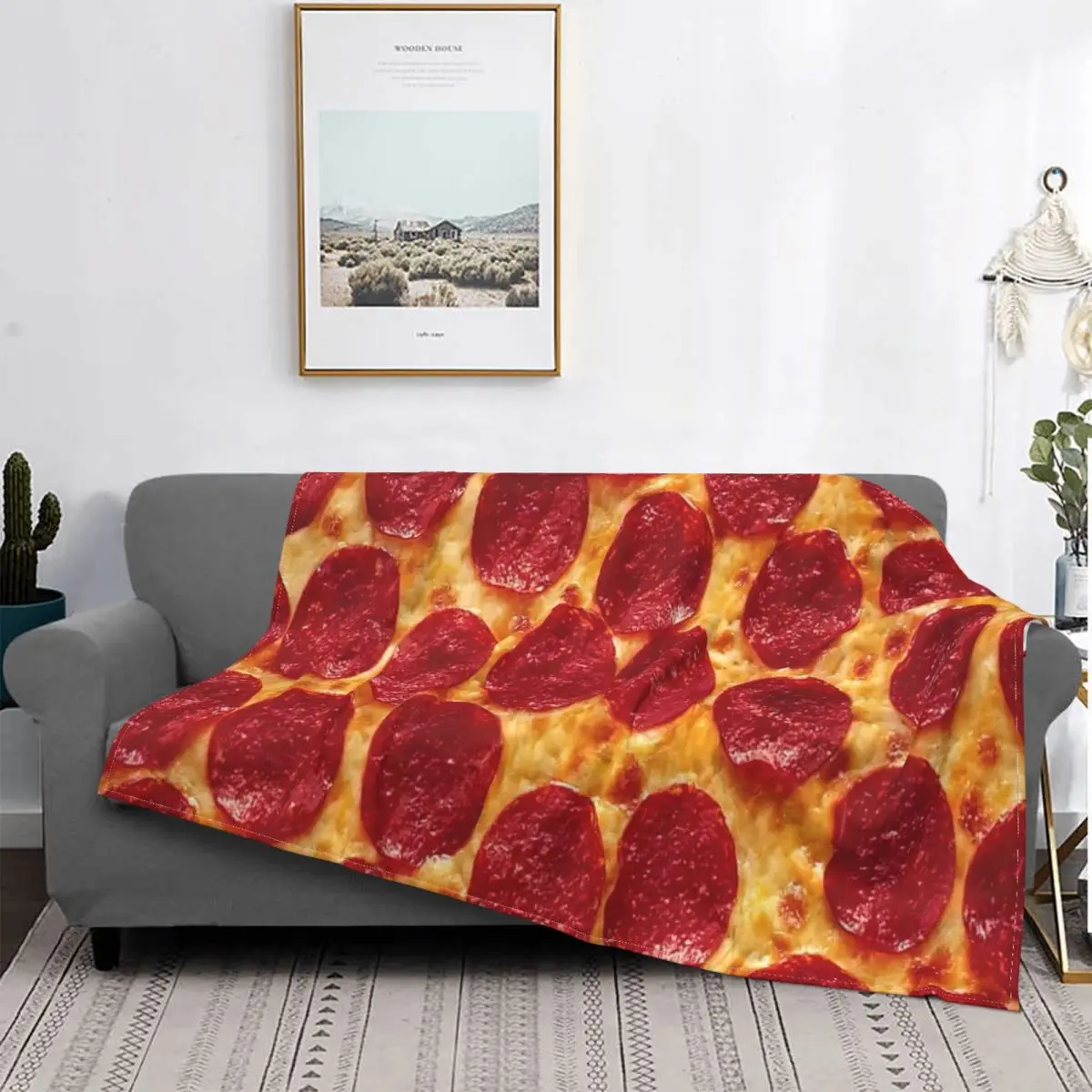 

Manta de Pizza Pepperoni, manta de felpa de franela ultrasuave y cálida para sofá, cama, Sábana de terciopelo para dormitorio