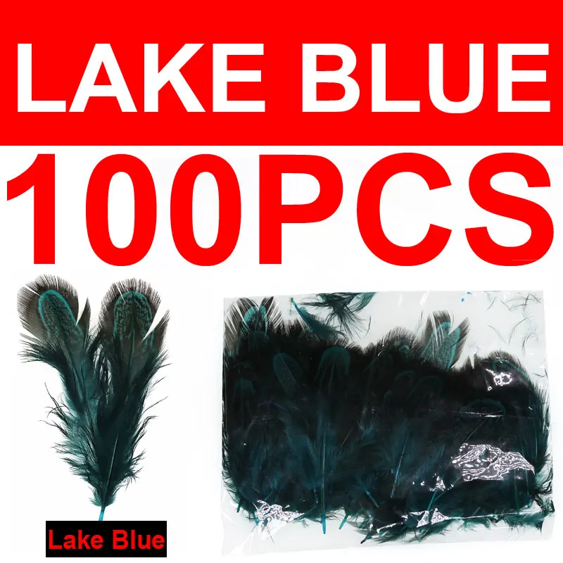100pcs lake blue Bimoo 100 шт./упак. муха завязывание Partridge перо Caddis летающие крылья мягкие Hackle мокрые мушки соленой воды тройные Крючки материалы для связывания - Цвет: 100pcs lake blue